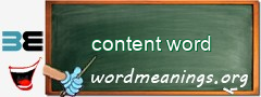 WordMeaning blackboard for content word